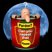 Puzzled cartoon character poking its head out of a can gif
