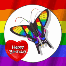 Rainbow Butterfly Happy Birthday GIF