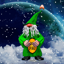 Relaxing Cartoon Character on a Cloud with a Sign Saying LIGHTEN UP BRUV RELAX GIF