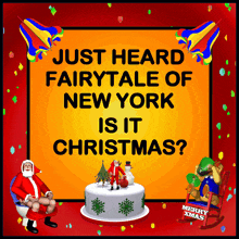 Santa Claus and Snowman Celebrating Christmas GIF
