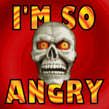 Skull with Red Eyes and Angry Text Gif