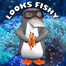 Suspicious Penguin with Diving Goggles GIF