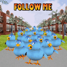 Twitter Birds Leading the Way - Follow Me!