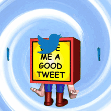 Twitter character begging for retweets GIF