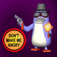 Warning Penguin with Gun and Torch GIF