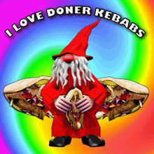 Wizard Holding I LOVE DONER KEBABS Sandwich GIF