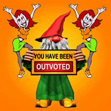 You Have Been Outvoted Got More Votes Funny Cartoon Dwarf and Twin Sisters Illustration